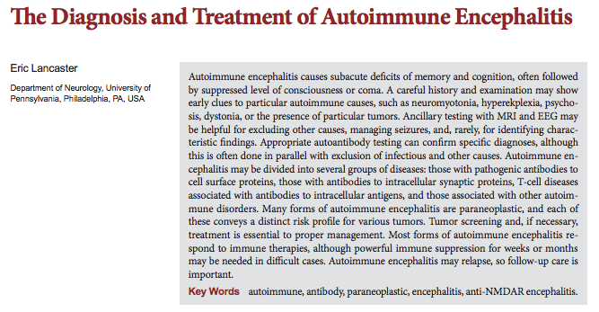 Diagnostico y tratamiento de la encefalitis&nbsp;autoinmune