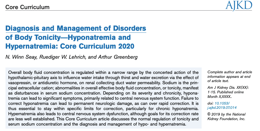 Diagnóstico y manejo de Hiponatremia y Hipernatremia:&nbsp;2020