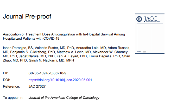 Asociación de anticoagulación de dosis de tratamiento con supervivencia hospitalaria entre pacientes hospitalizados con&nbsp;COVID-19