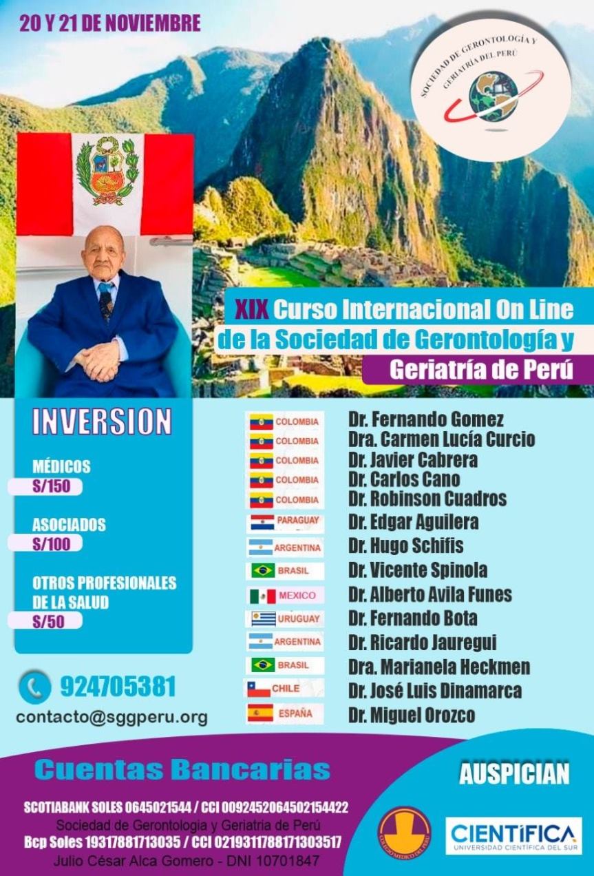 XIX CURSO INTERNACIONAL ONLINE DE LA SOCIEDAD DE GERONTOLOGÍA Y GERIATRÍA DEL&nbsp;PERÚ