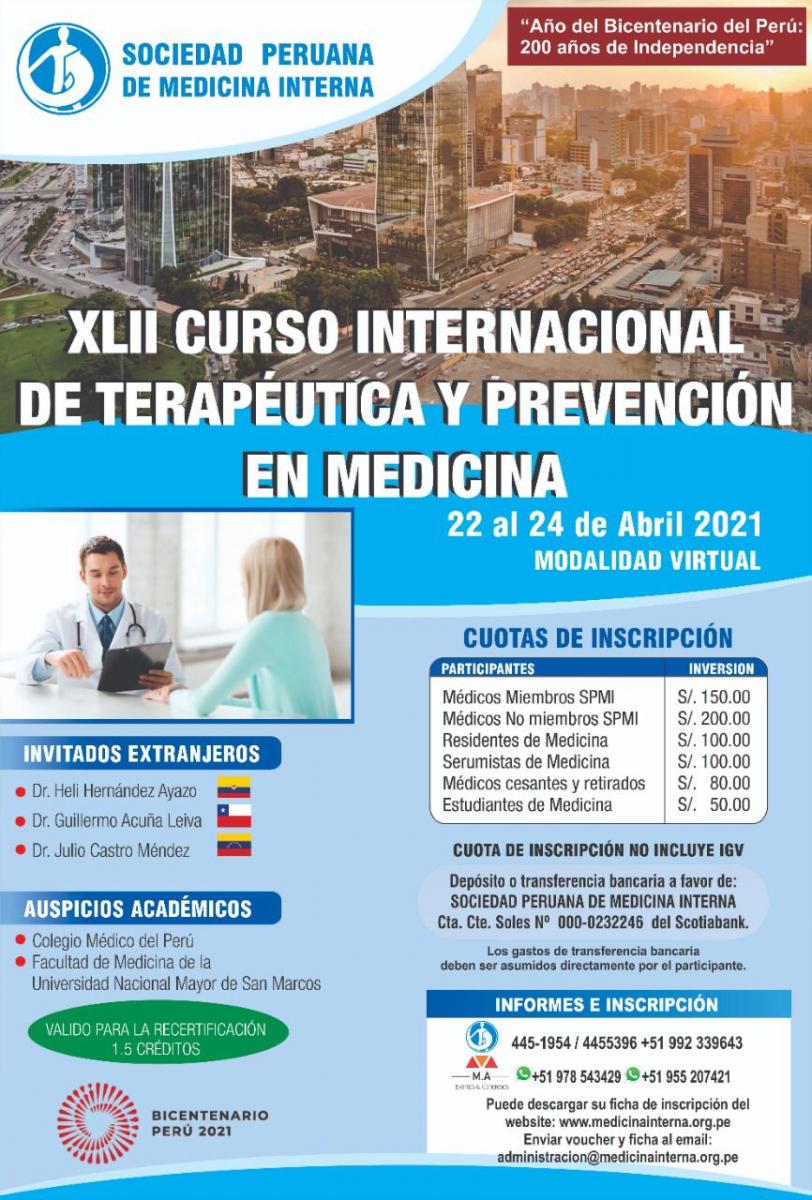 XLII Curso internacional de terapéutica y prevención en&nbsp;medicina