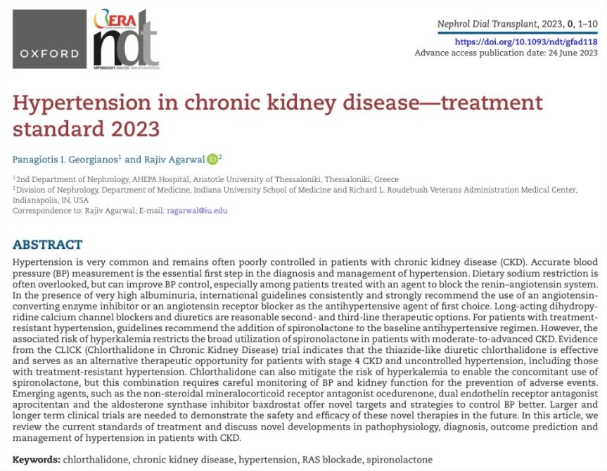 Hipertensión en la enfermedad renal crónica: tratamiento 2023 