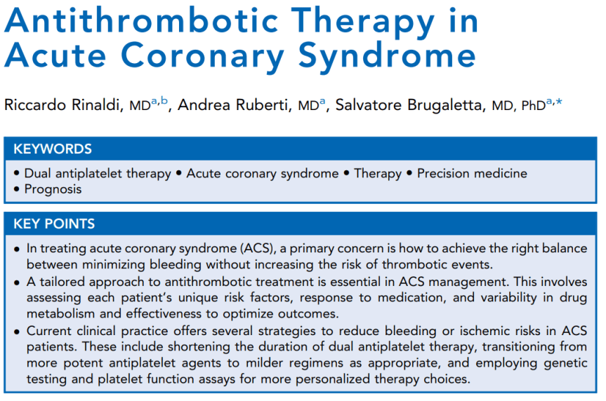TERAPIA ANTITROMBÓTICA EN SÍNDROME CORONARIO&nbsp;AGUDO