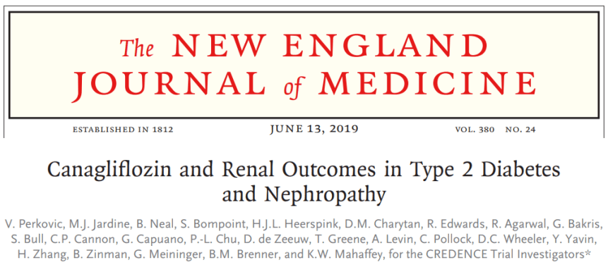 CREDENCE: Canagliflozina y resultados renales en diabetes tipo 2 y nefropatía&nbsp;(2019)