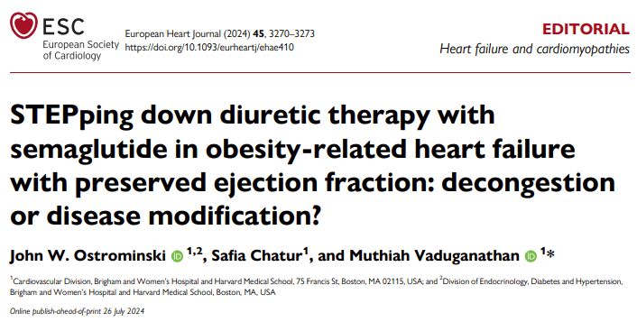 Reducción gradual del tratamiento diurético con semaglutida en la insuficiencia cardíaca relacionada con la obesidad con fracción de eyección preservada: ¿descongestión o modificación de la enfermedad? 