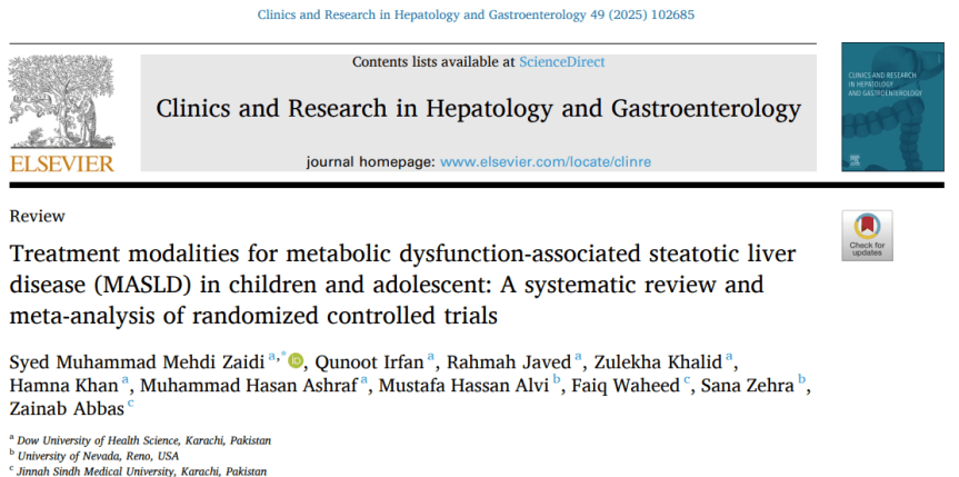 Modalidades de tratamiento para la enfermedad hepática esteatótica asociada a disfunción metabólica (MASLD) en niños y adolescentes: una revisión sistemática y metanálisis de ensayos controlados&nbsp;aleatorizados